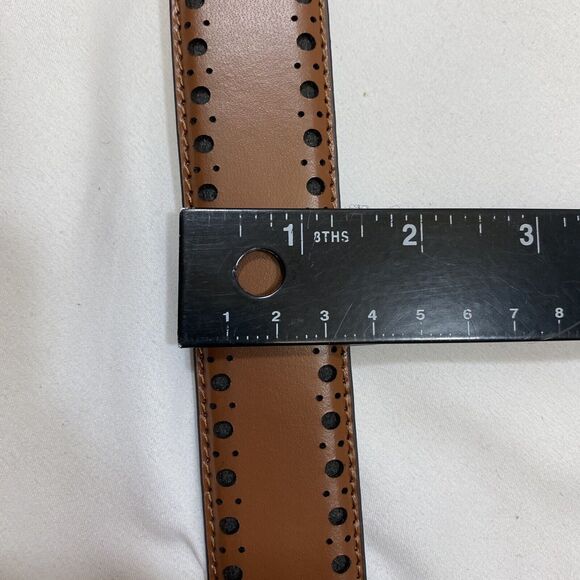 Cole Haan Brown Leather Belt with Silver Buckle - Picture 3 of 7